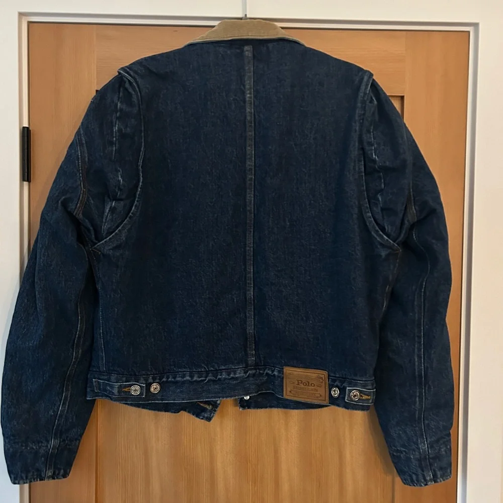 Ralph Lauren Blue Jean Jacket with Tan Collar - Picture 4 of 7